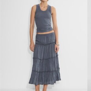 Aritzia Damasque Navy Maxi Skirt